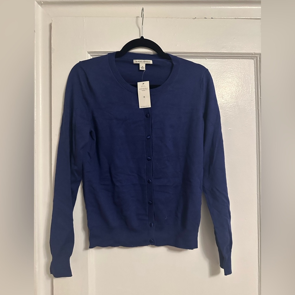 NWT Blue Cardigan Sweater, Banana Republic, Size M.